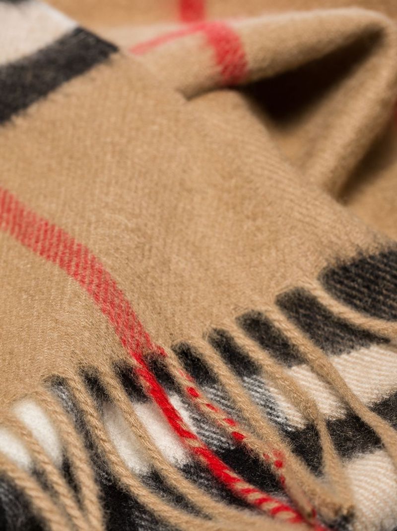 Neutral Vintage Check Cashmere Scarf