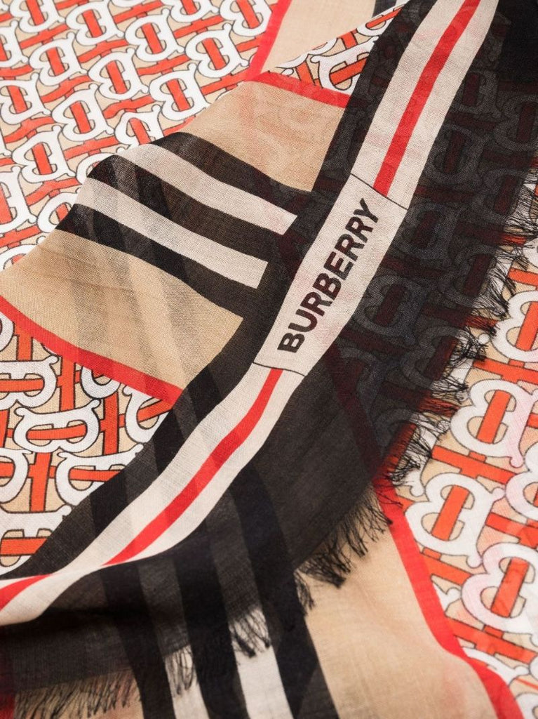 Neutral Icon Stripe Monogram Scarf