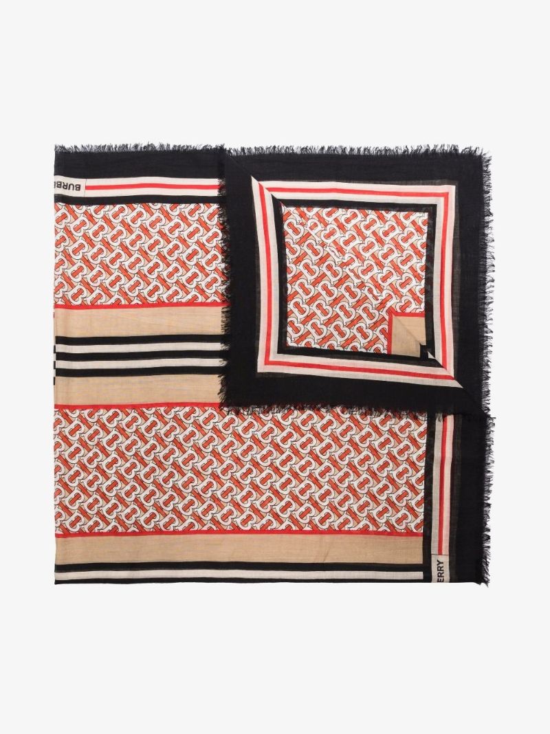 Neutral Icon Stripe Monogram Scarf
