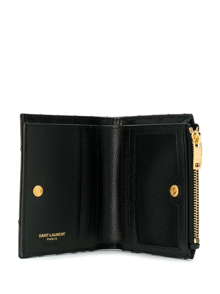 Black Monogram Logo Zipped Leather Wallet