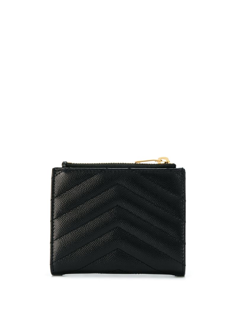 Black Monogram Logo Zipped Leather Wallet