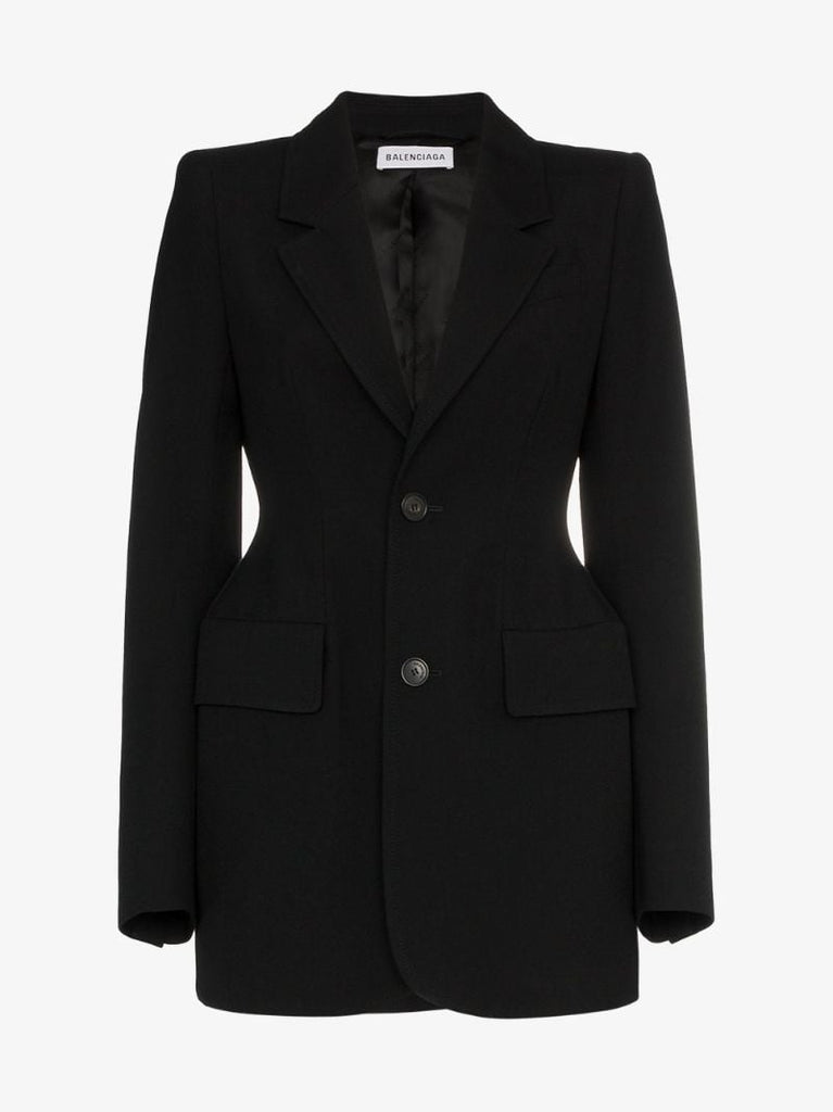 Black Hourglass Virgin Wool Blazer