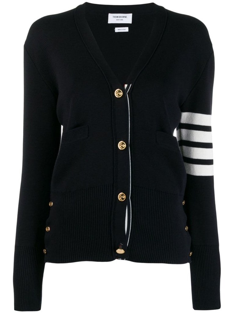 Blue 4-bar Cotton Cardigan