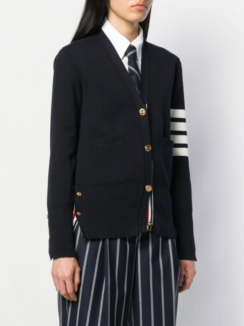 Blue 4-bar Cotton Cardigan