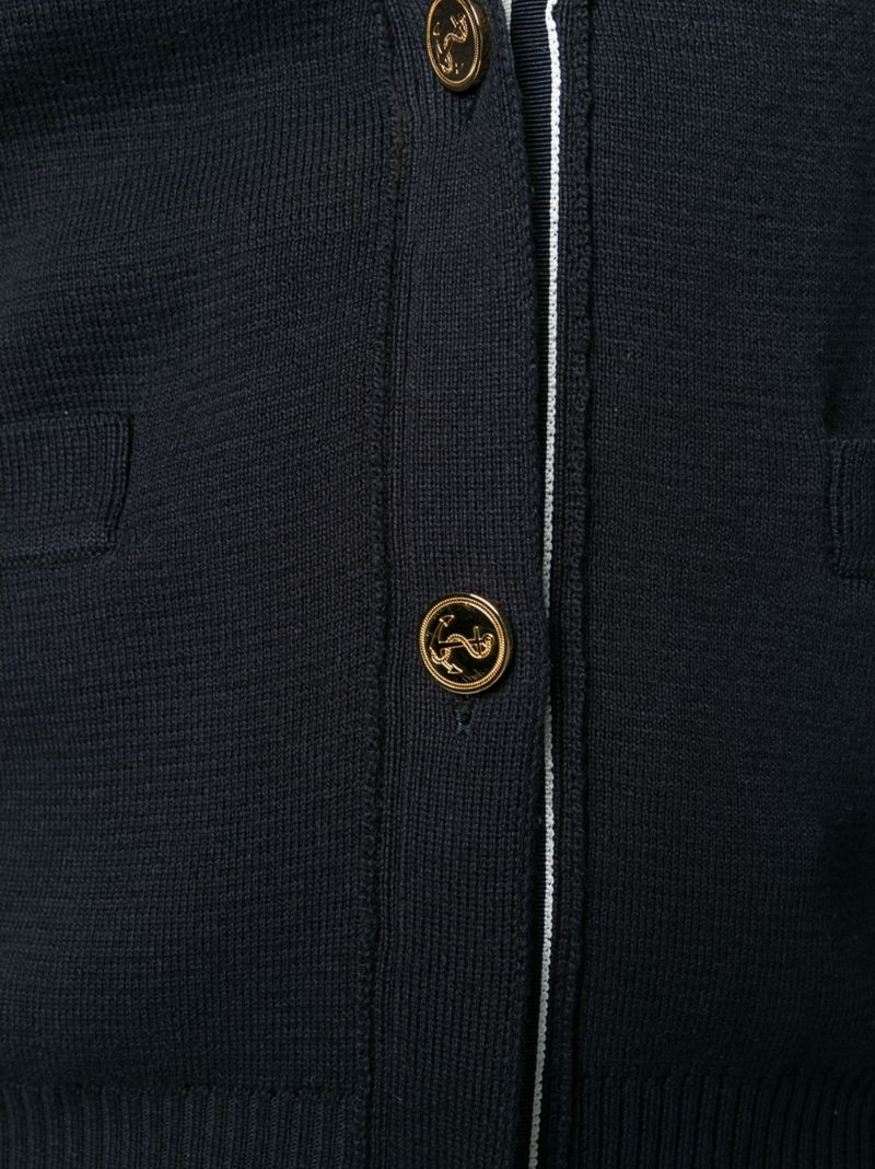 Blue 4-bar Cotton Cardigan