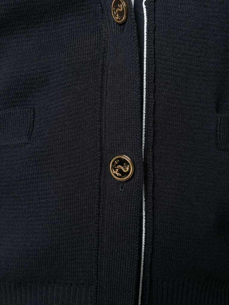 Blue 4-bar Cotton Cardigan