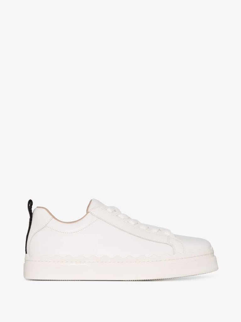 White Lauren Low Top Leather Sneakers