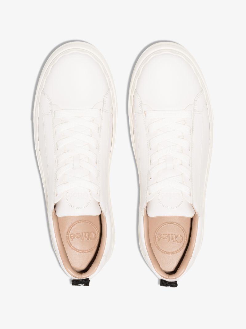 White Lauren Low Top Leather Sneakers