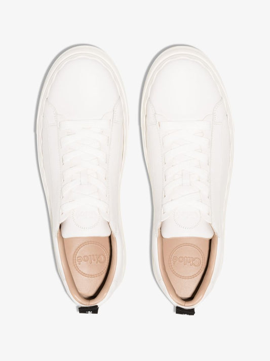 White Lauren Low Top Leather Sneakers