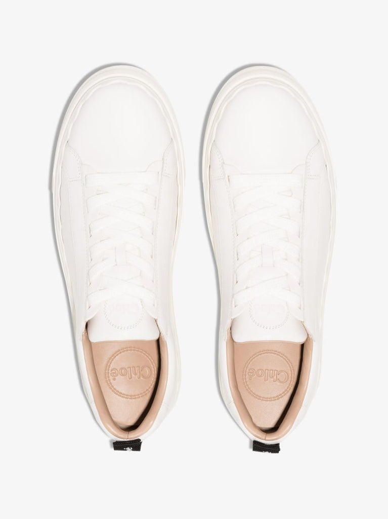 White Lauren Low Top Leather Sneakers