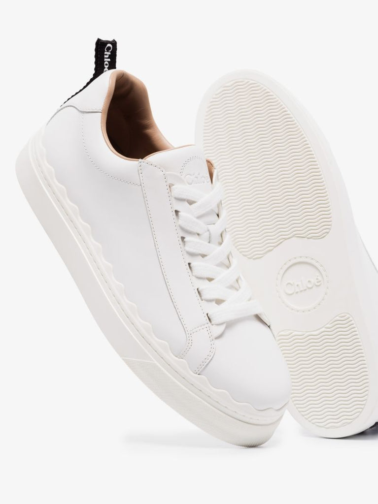 White Lauren Low Top Leather Sneakers