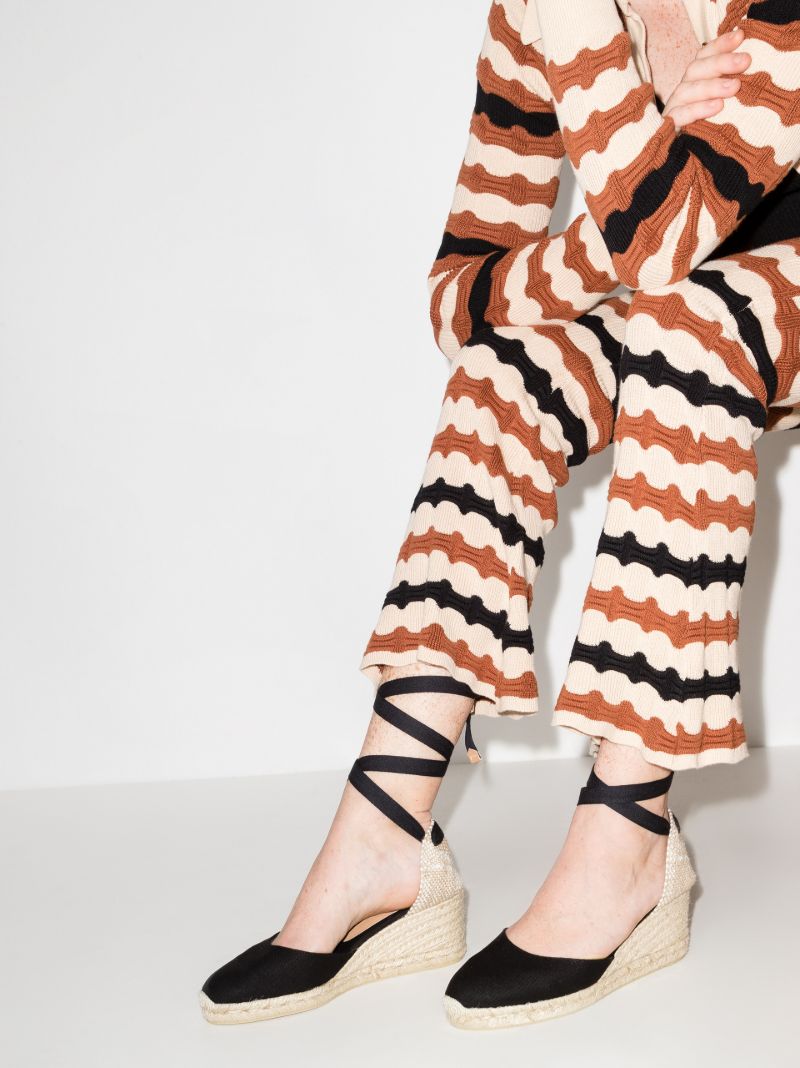 Black Carina 60 Ankle Tie Wedge Espadrilles