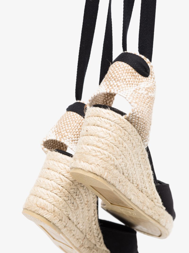 Black Carina 60 Ankle Tie Wedge Espadrilles