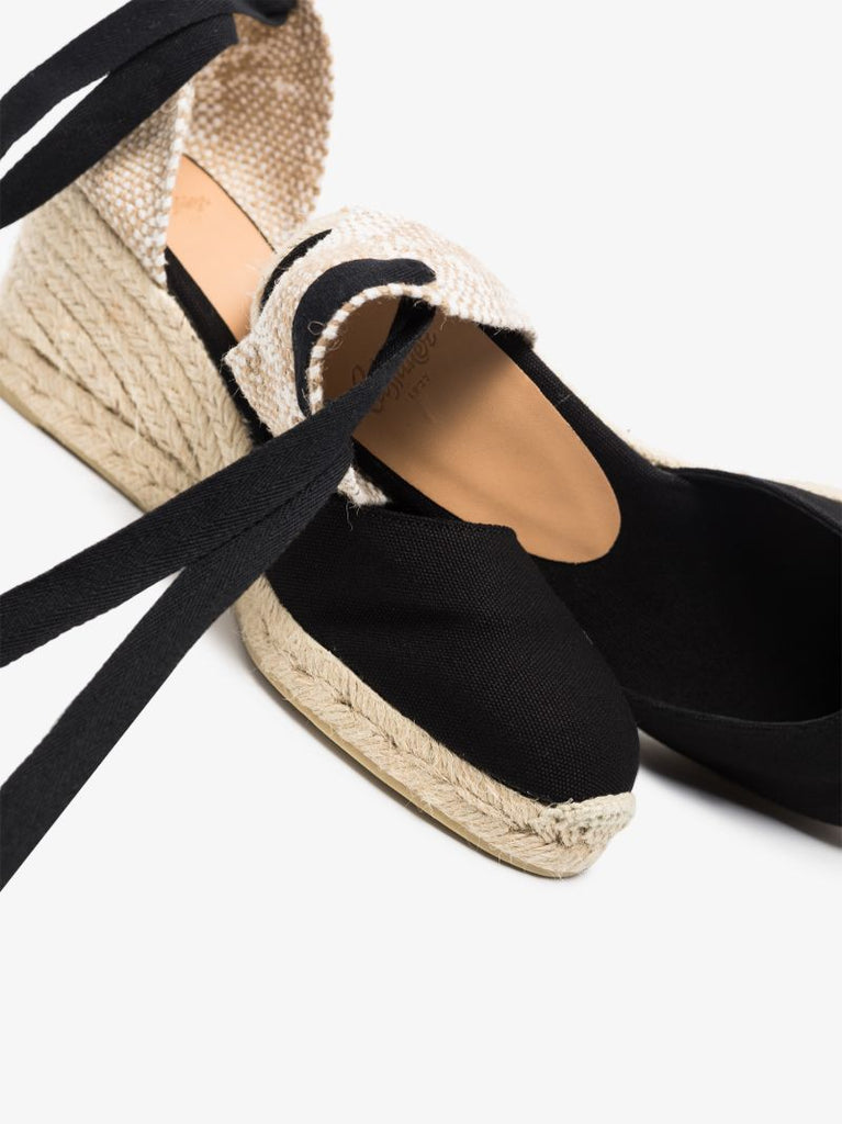 Black Carina 60 Ankle Tie Wedge Espadrilles