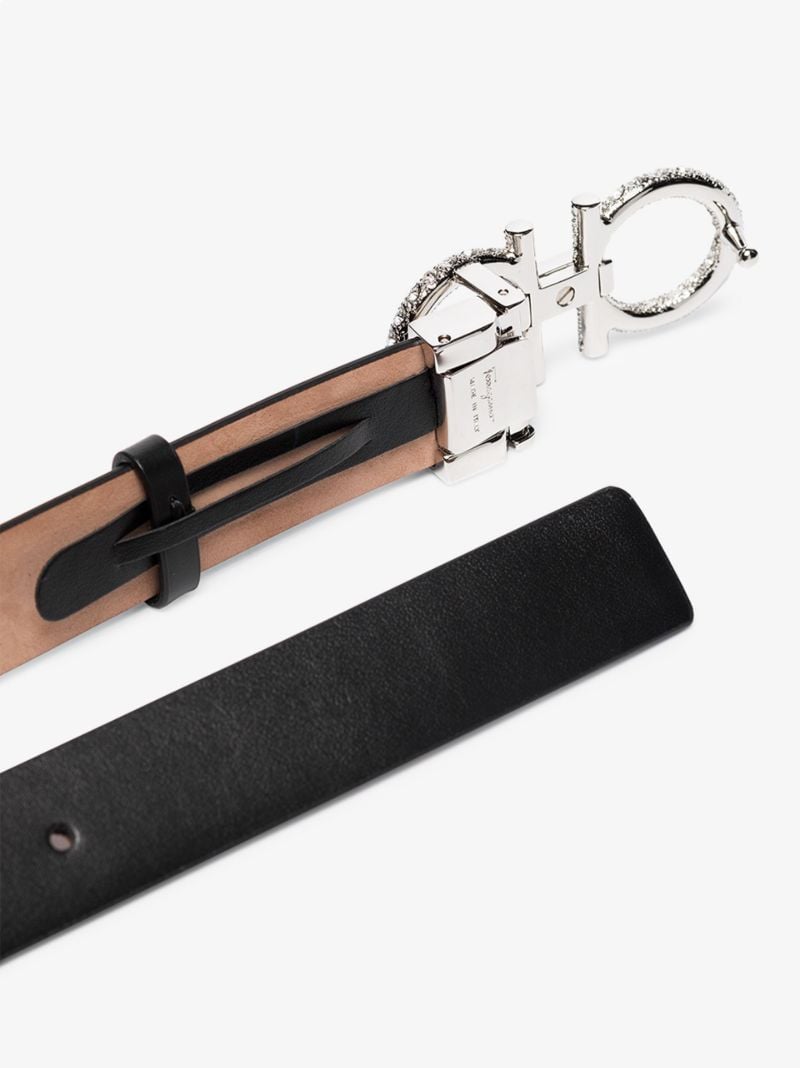 Black Reversible Crystal Logo Belt