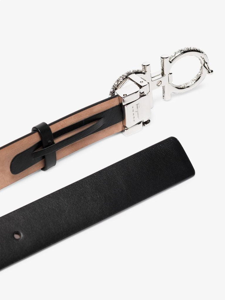 Black Reversible Crystal Logo Belt