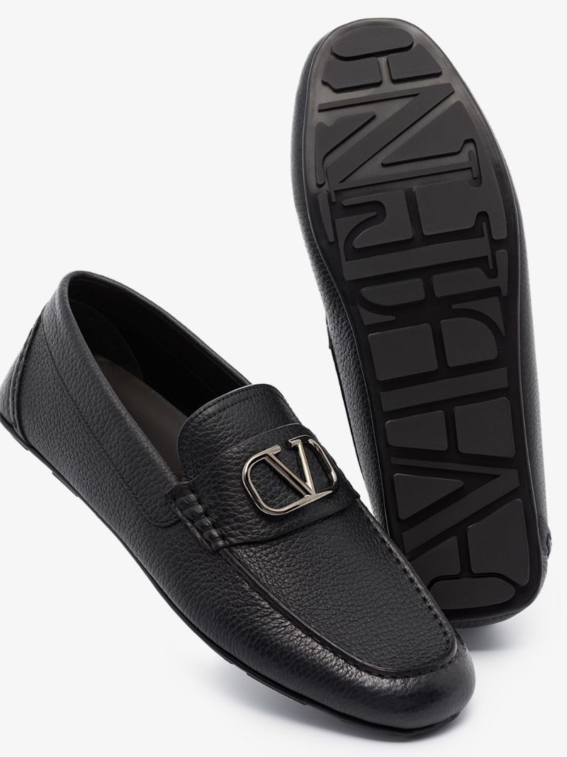 Black Vlogo Leather Driving Shoes