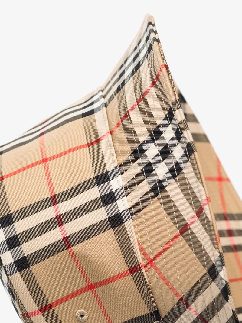 Beige Vintage Check Bucket Hat