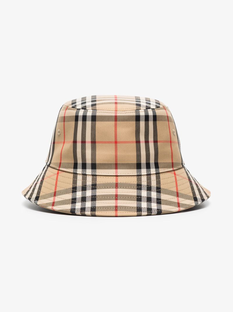 Beige Vintage Check Bucket Hat