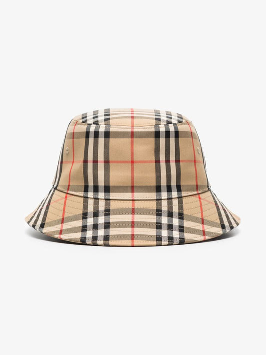 Beige Vintage Check Bucket Hat