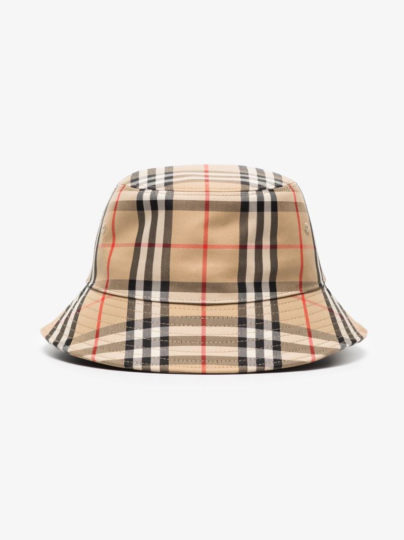 Beige Vintage Check Bucket Hat