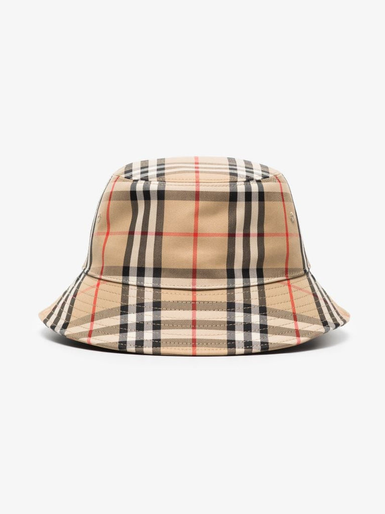Beige Vintage Check Bucket Hat