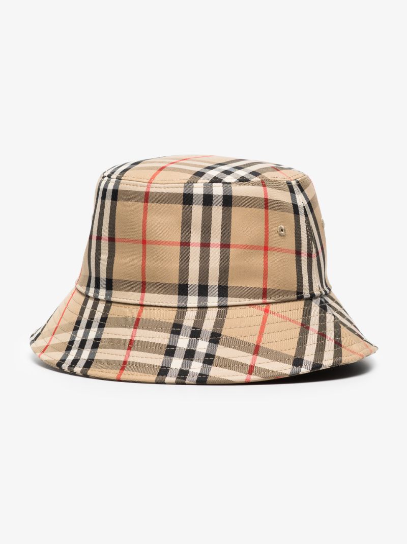 Beige Vintage Check Bucket Hat