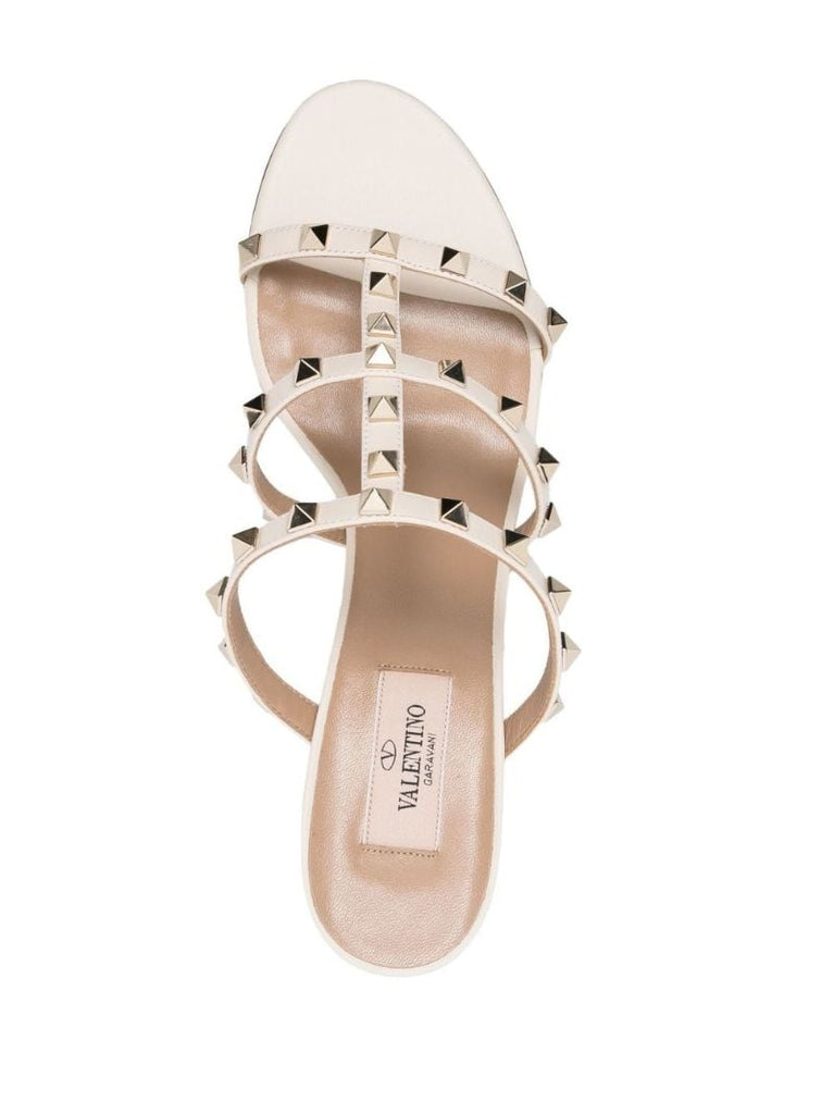 White 60 Rockstud Caged Sandals