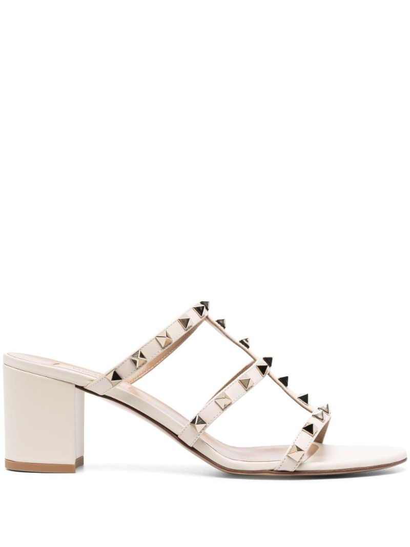 White 60 Rockstud Caged Sandals