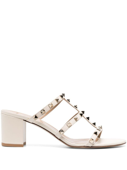 White 60 Rockstud Caged Sandals