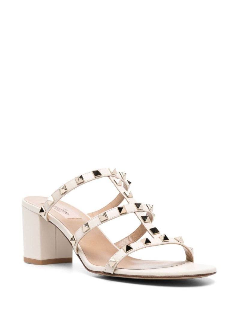 White 60 Rockstud Caged Sandals