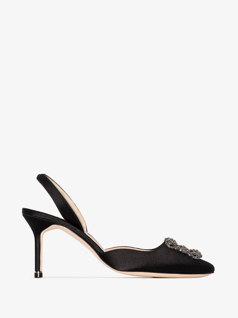 Black Hangisi 70 Satin Slingback Pumps