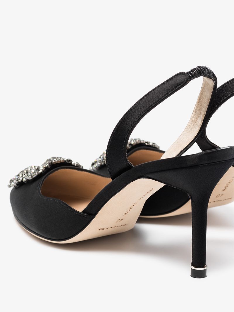 Black Hangisi 70 Satin Slingback Pumps