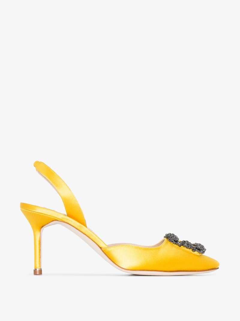 Yellow Hangisi Satin Slingback Pumps