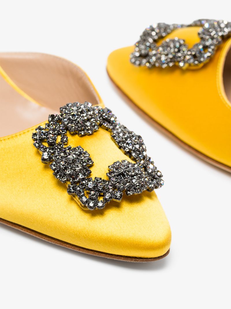Yellow Hangisi Satin Slingback Pumps