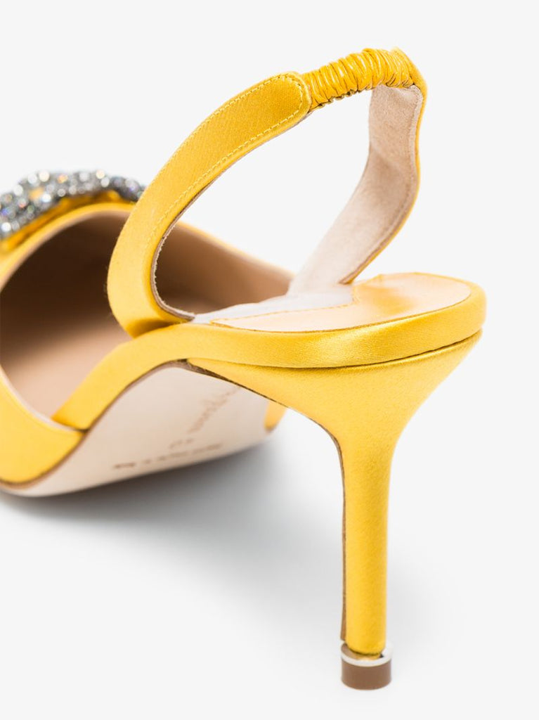 Yellow Hangisi Satin Slingback Pumps