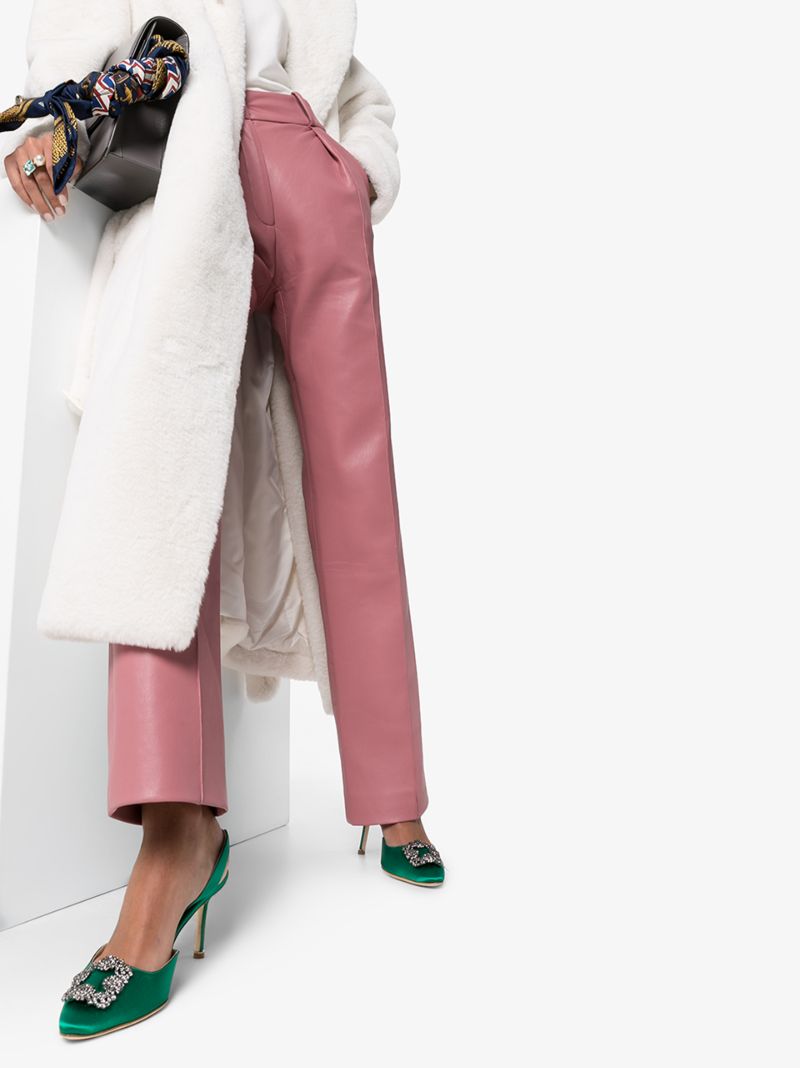 Green Hangisi 70 Satin Slingback Pumps