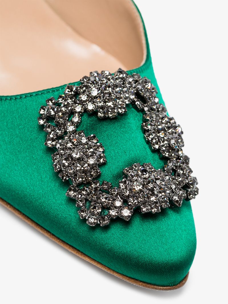 Green Hangisi 70 Satin Slingback Pumps