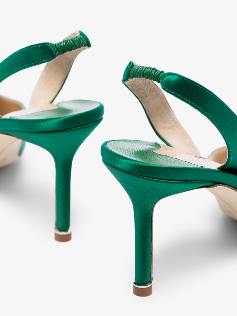 Green Hangisi 70 Satin Slingback Pumps