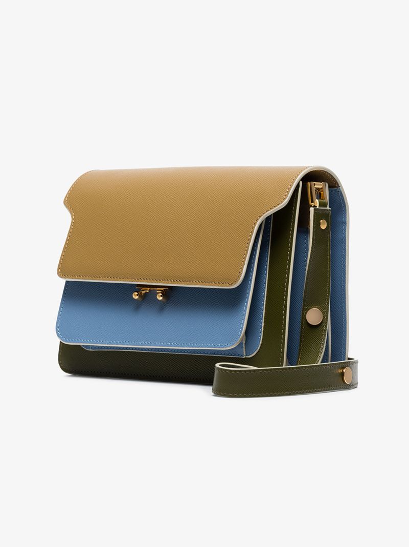 Blue and Khaki Trunk Shoulder Bag