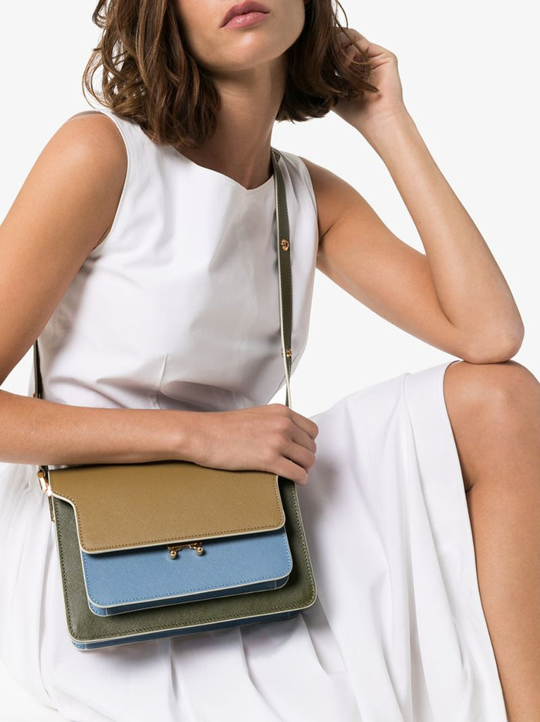 Blue and Khaki Trunk Shoulder Bag