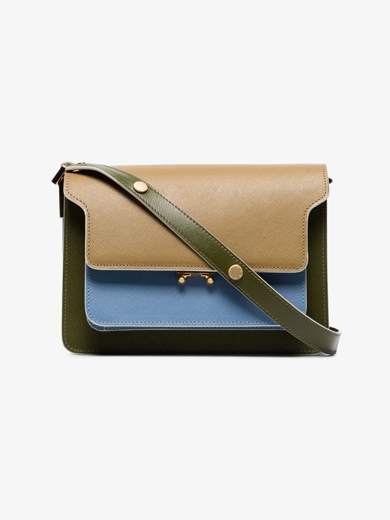 Blue and Khaki Trunk Shoulder Bag
