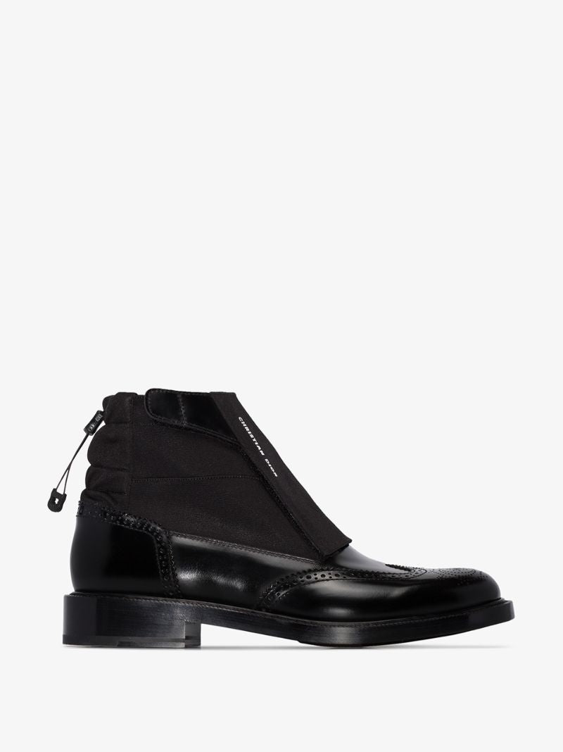 Black Cordov Nylon-topped Leather Ankle Boots