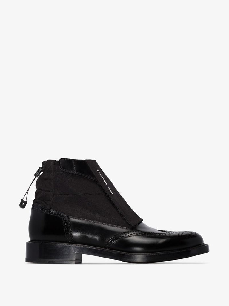 Black Cordov Nylon-topped Leather Ankle Boots
