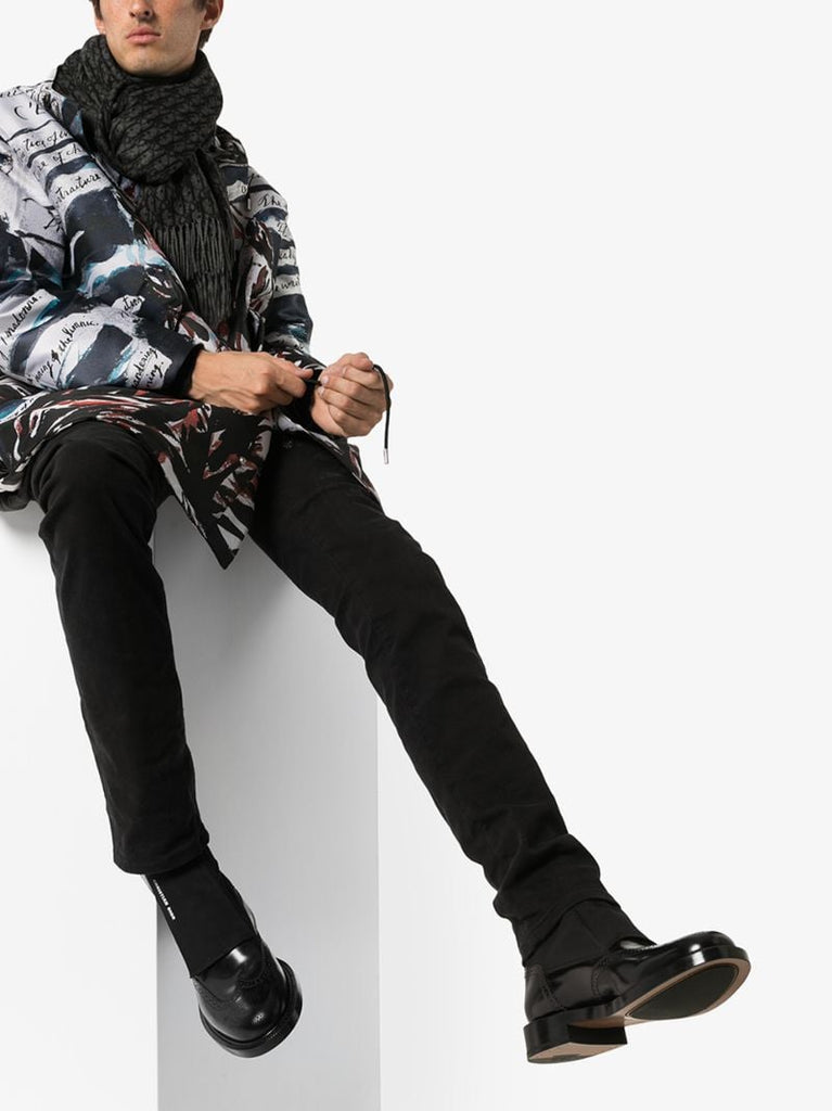 Black Cordov Nylon-topped Leather Ankle Boots
