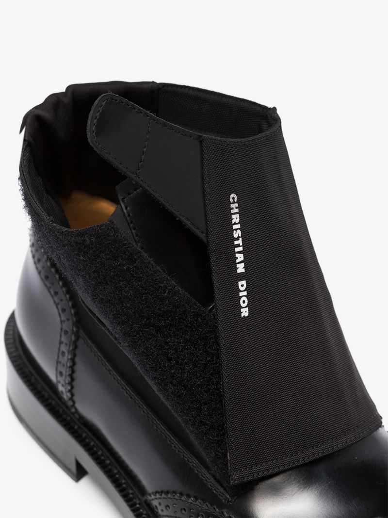 Black Cordov Nylon-topped Leather Ankle Boots