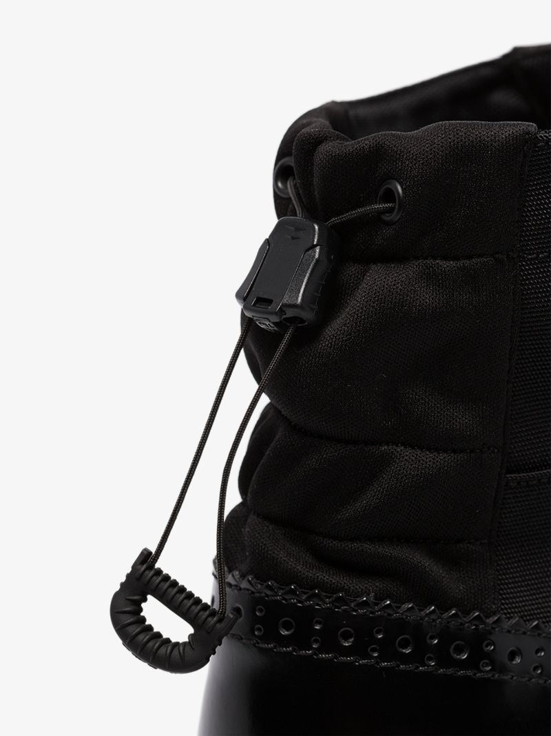 Black Cordov Nylon-topped Leather Ankle Boots