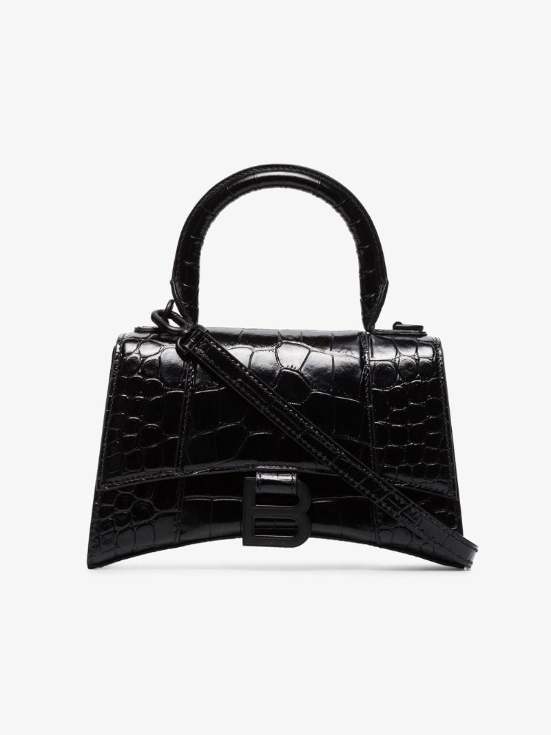 Black Xs Hourglass Mock Croc Bag