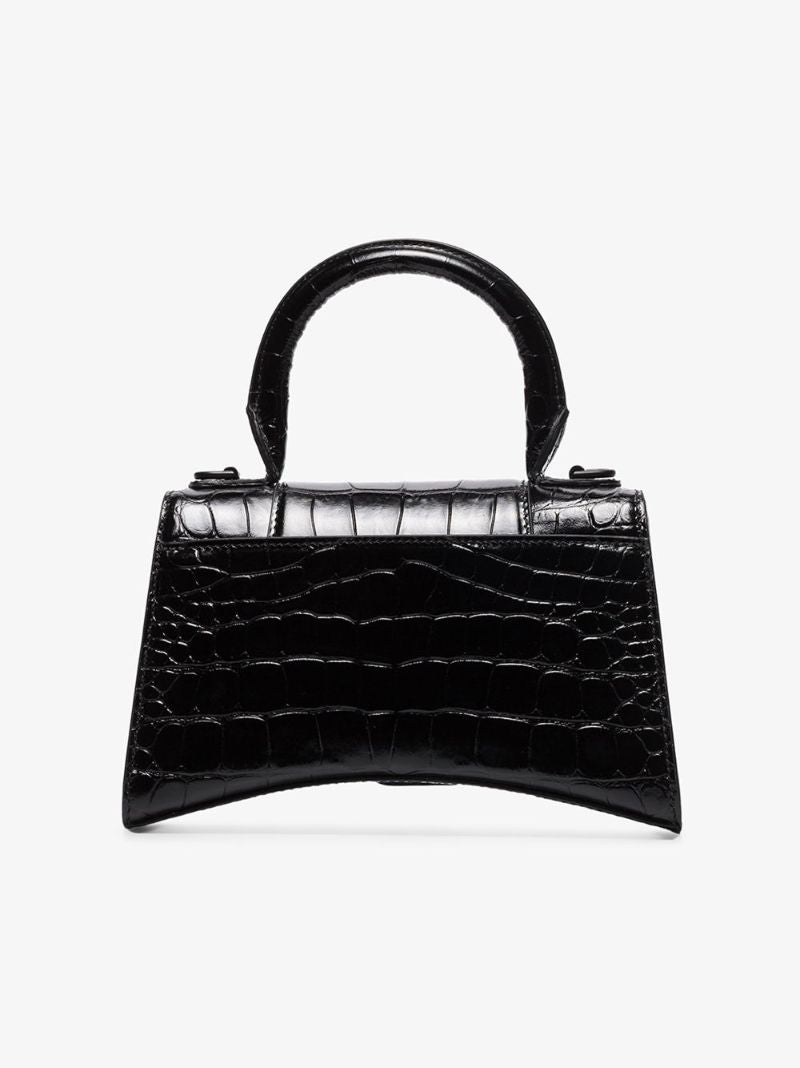 Black Xs Hourglass Mock Croc Bag