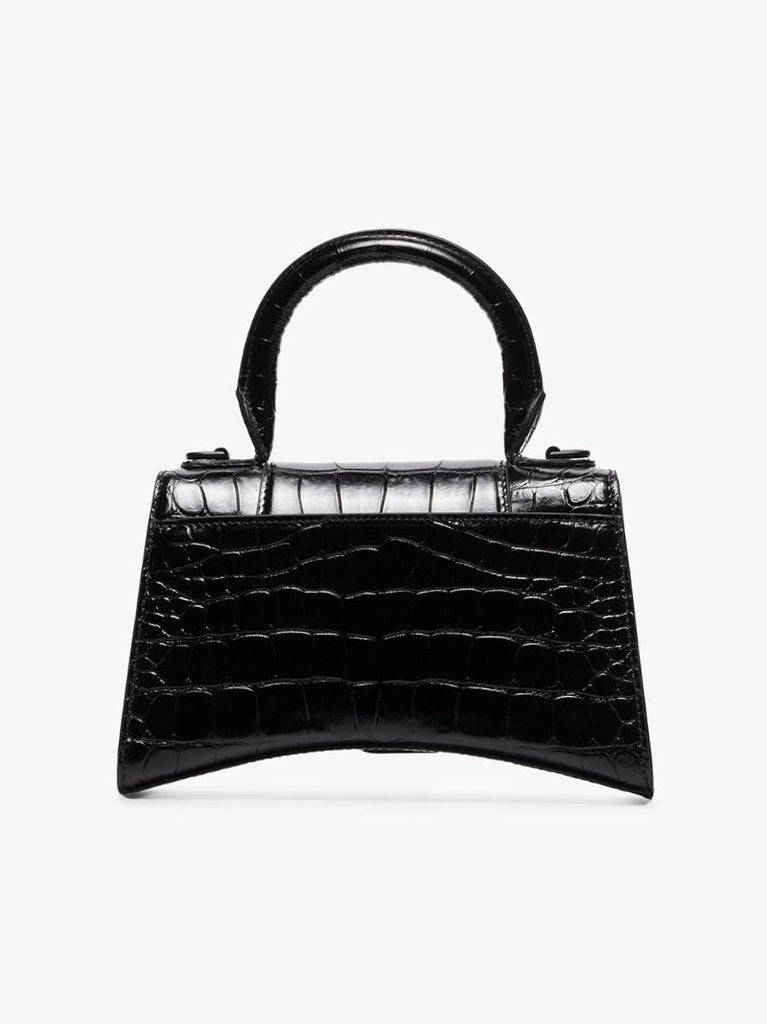 Black Xs Hourglass Mock Croc Bag
